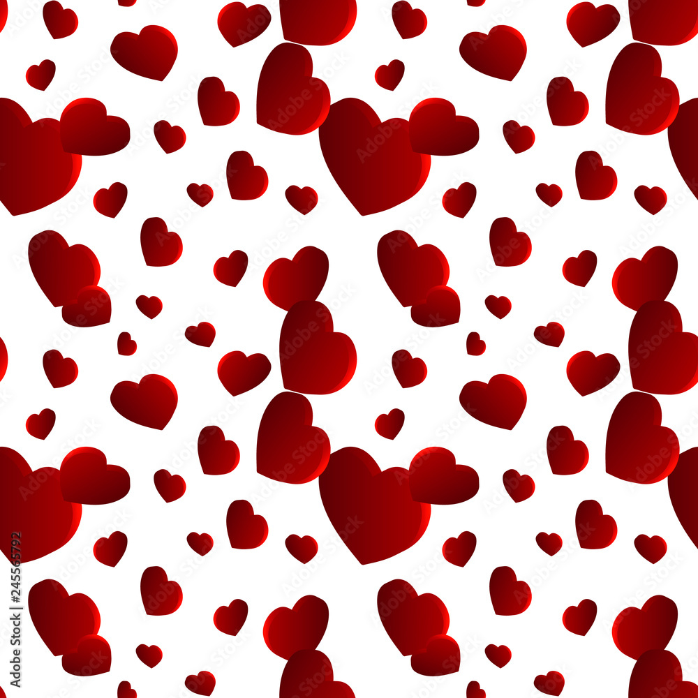 Valentines day heart seamless pattern isolated on white. Valentines Day background for festive decor, wrapping paper, print, textile, fabric, wallpaper Valentines day heart seamless pattern isolated on white. Valentines Day background for festive decor, wrapping paper, print, textile, fabric, wallpaper