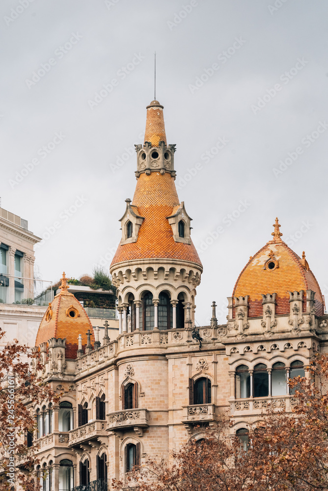 Casa de les Punxes architecture, in Barcelona, Spain