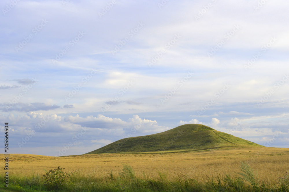 Summer landscape with mountain and blue sky