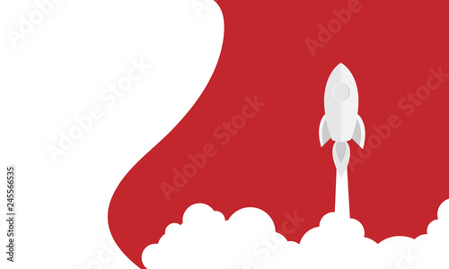 Rocket Vector and illustration flying rocket.Space travel to the moon.Space rocket launch.Project start up Solar System and text space
