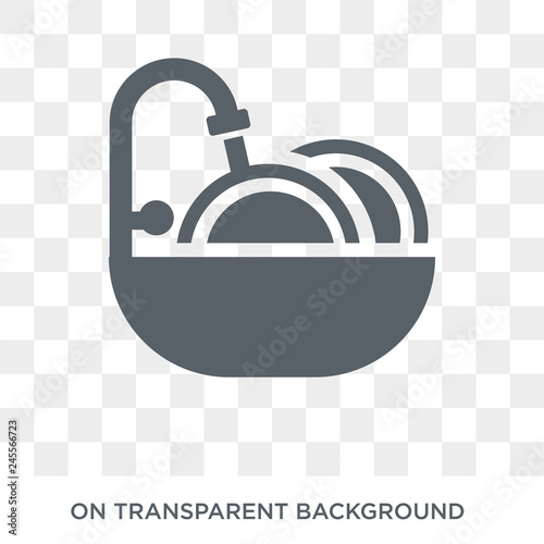 Washing plate icon. Trendy flat vector Washing plate icon on transparent background from Cleaning collection. High quality filled Washing plate symbol use for web and mobile