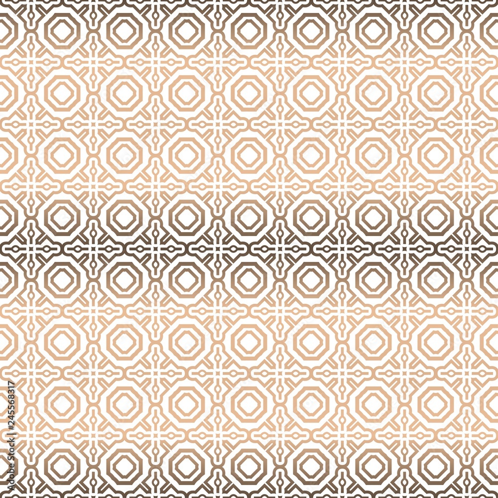 Modern Stylish Geometry Seamless Pattern Art Deco Background. Vector Illustration. Beige metal color