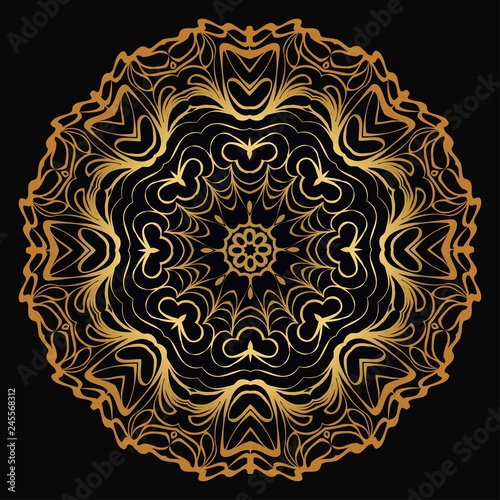 Round Pattern Flower Mandala. Circle Floral Ornament. Decorative Illustration.