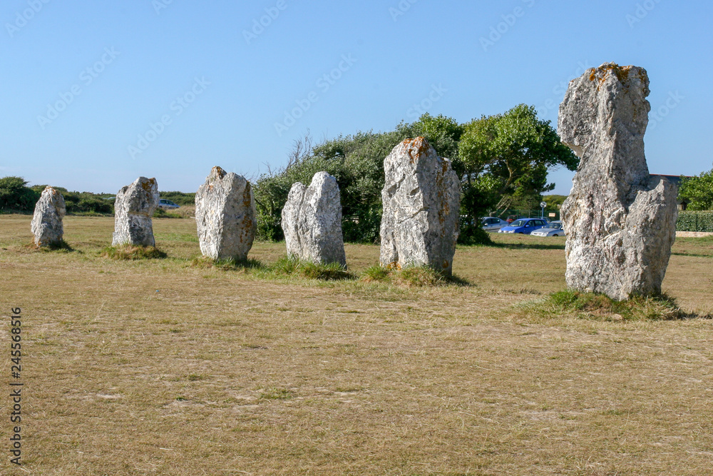 Pen Hir France 10-15-2018. Menhirs alignment at Pointe de Pen Hir. Brittany France Pen Hir France 10-15-2018. Menhirs alignment at Pointe de Pen Hir. Brittany France
