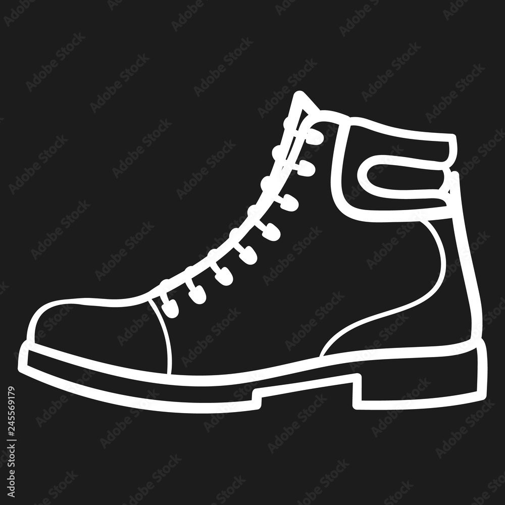 Mans boot outlined icon in dark background