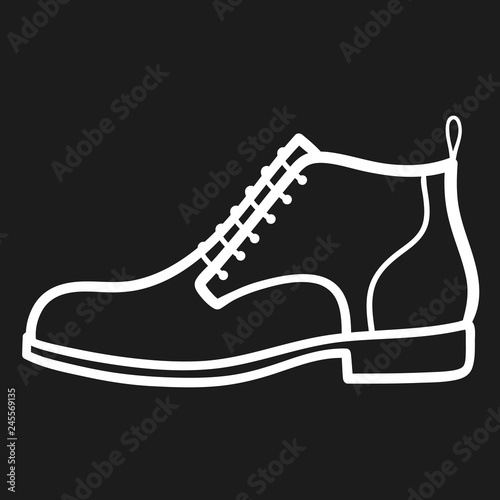 Mans boot outlined icon in dark background