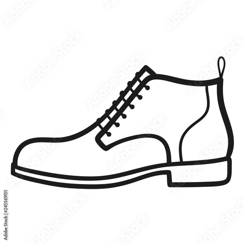 Mans boot outlined icon in white background