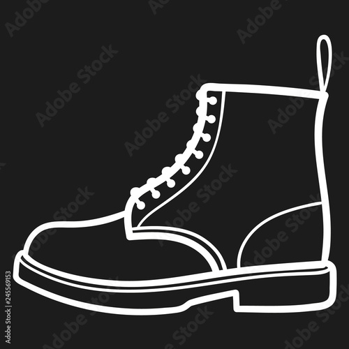 Mans boot outlined icon in dark background
