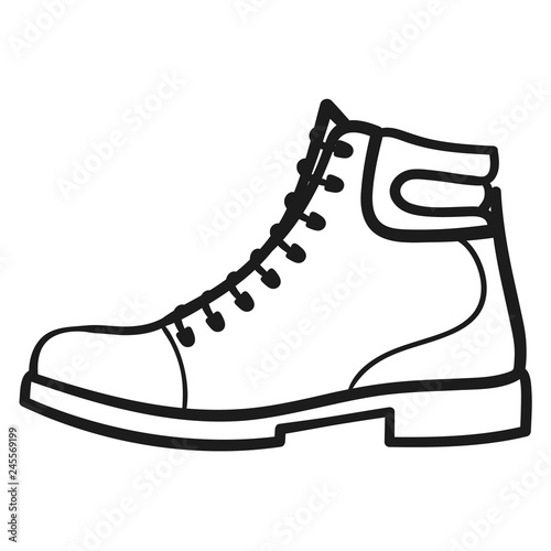 Mans boot outlined icon in white background