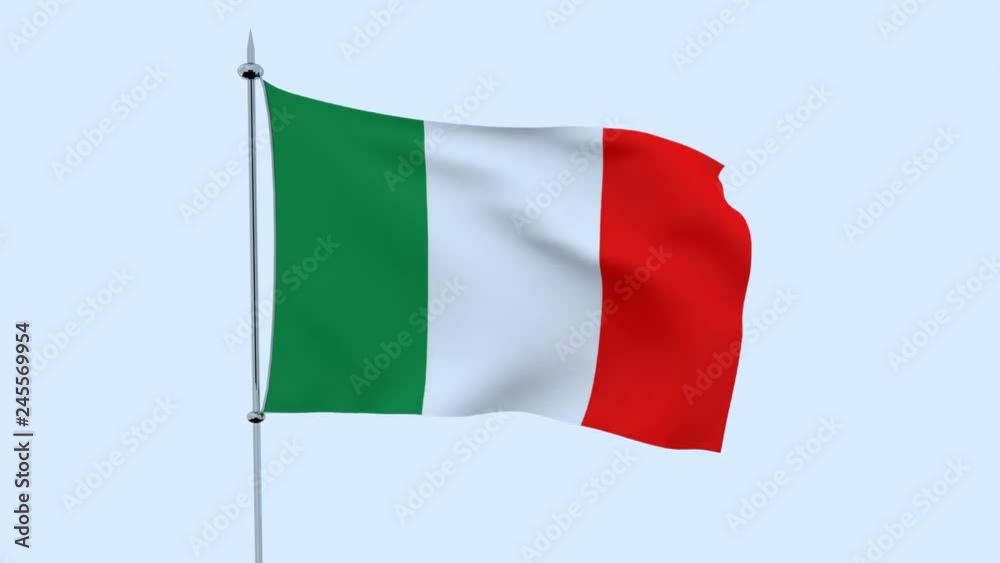 Flag of the country Italy flutters against the blue sky. 3D rendering Flag of the country Italy flutters against the blue sky. 3D rendering