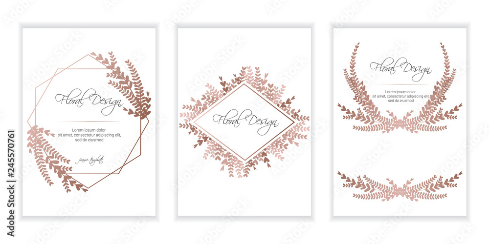 Banner on flower background. Wedding Invitation, modern card Design. Save  the Date Card Templates Set with Greenery, Decorative Floral and Herbs  Element. eps10. Stock Vector | Adobe Stock