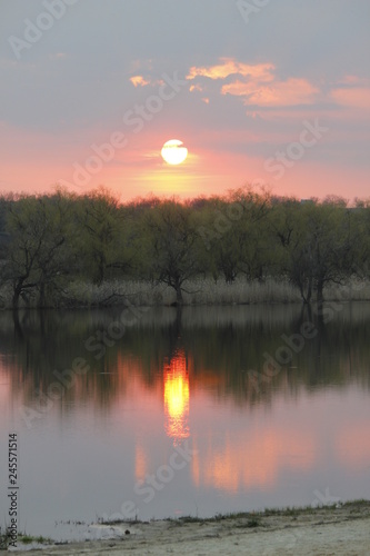 sunset over lake