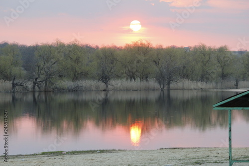 sunset over lake