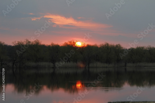 sunset over lake