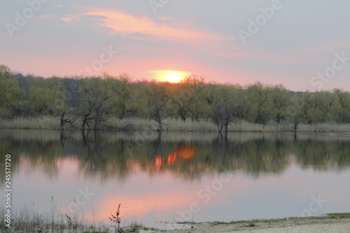 sunset over lake