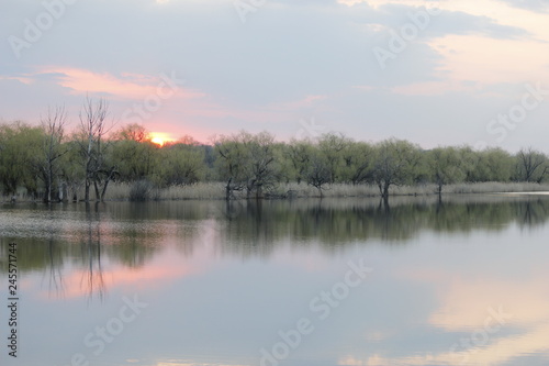 sunset over lake