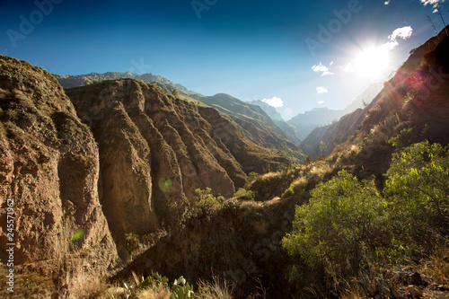Sunrise over mountains in the Colca Canyon Peru photo