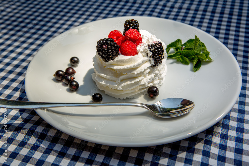 whipped cream with berries and strawberries whipped cream with berries and strawberries