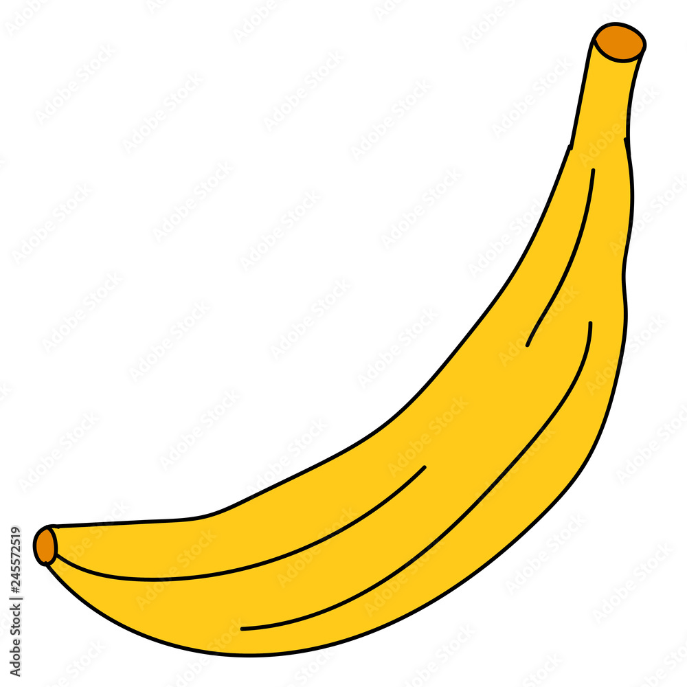 Cartoon banana isolated on white background. Vector illustration.  