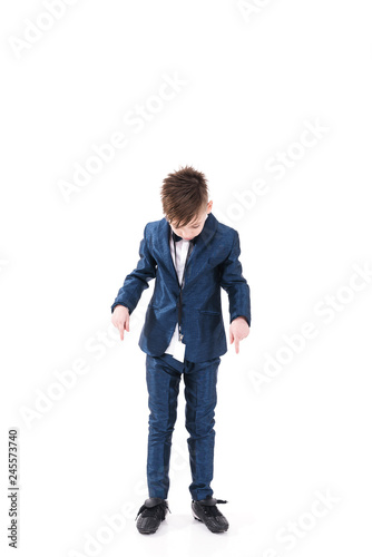 Boy model posing in suit