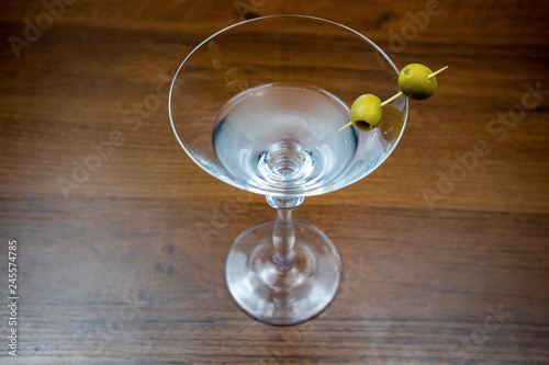 Vodka Martini cocktail with olives