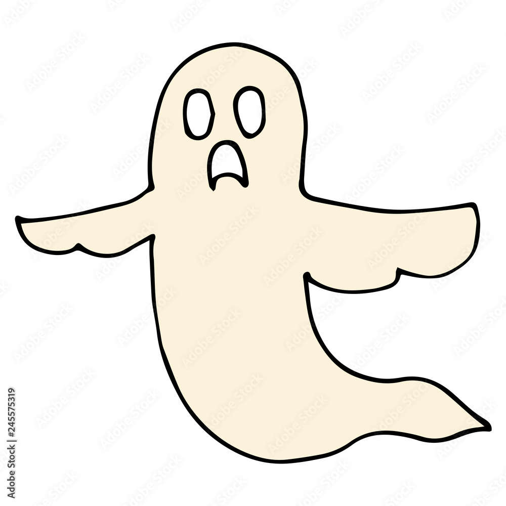 Cartoon doodle linear ghost isolated on white background. Vector illustration. Cartoon doodle linear ghost isolated on white background. Vector illustration.