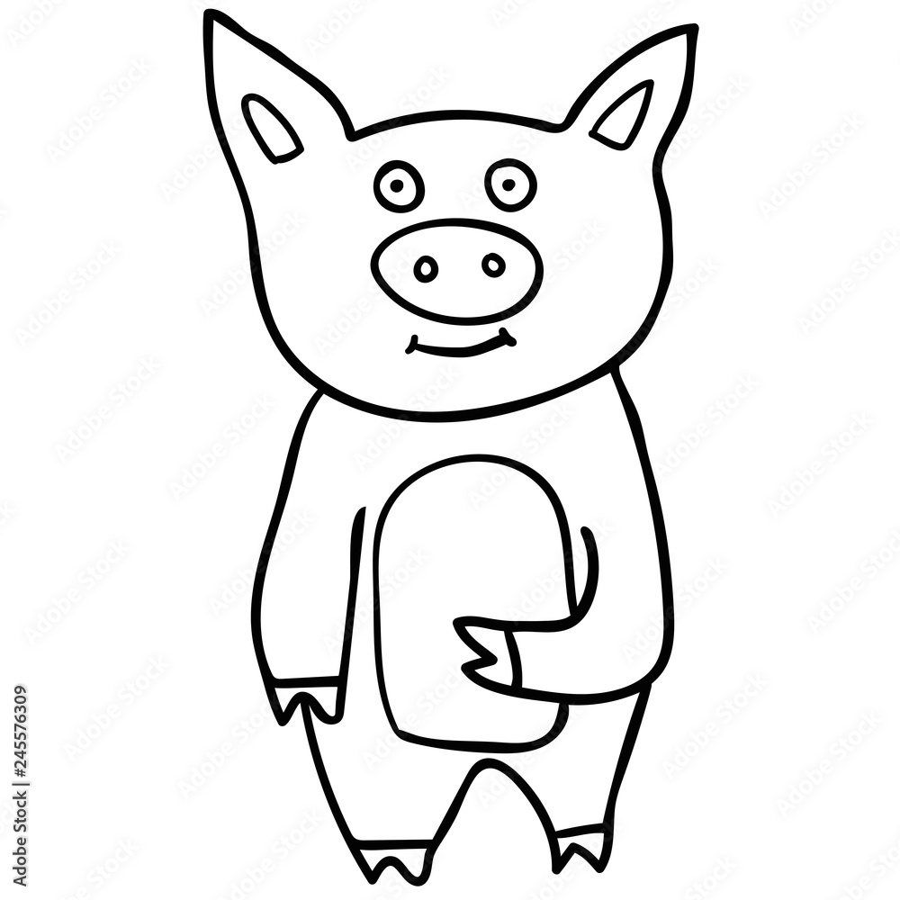 Cartoon doodle linear pig isolated on white background. Vector illustration. Cartoon doodle linear pig isolated on white background. Vector illustration.