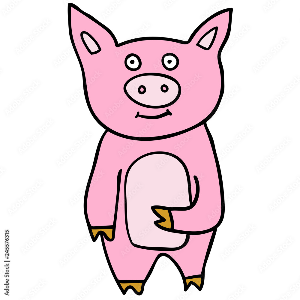 Cartoon doodle linear pig isolated on white background. Vector illustration. Cartoon doodle linear pig isolated on white background. Vector illustration.