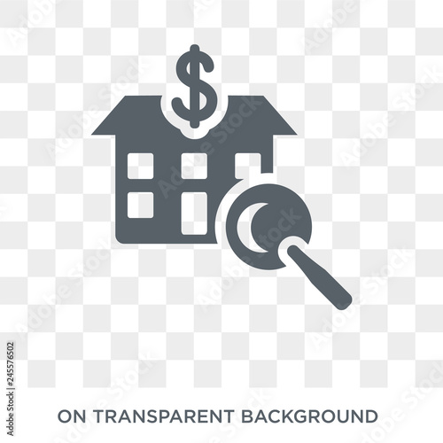 House price surveys icon. Trendy flat vector House price surveys icon on transparent background from Business  collection. High quality filled House price surveys symbol use for web and mobile