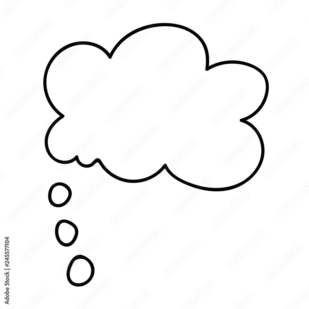 Cartoon doodle linear thought bubble isolated on white background. Vector illustration. Cartoon doodle linear thought bubble isolated on white background. Vector illustration.
