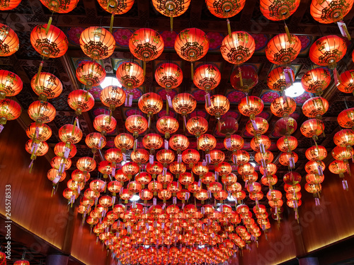 Chinese lantern hanging from roof, chinese new year