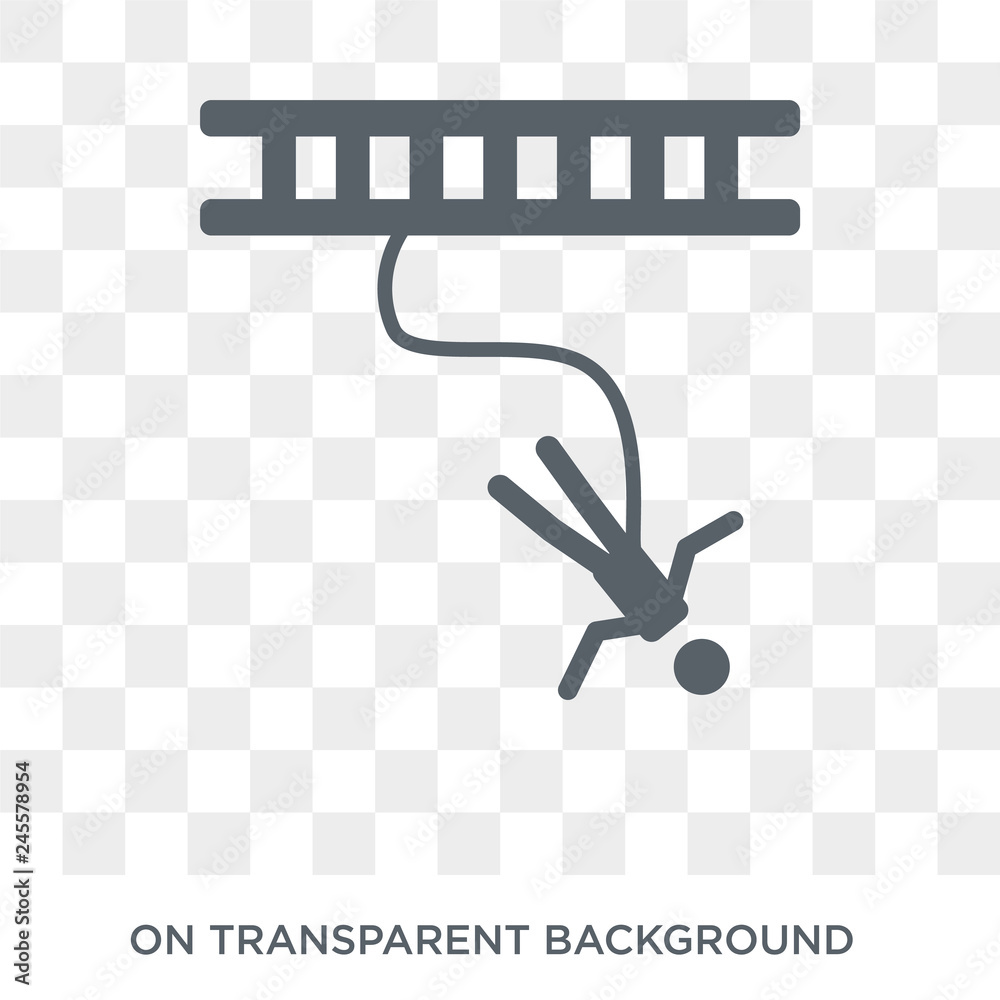 Bungee jumping icon. Trendy flat vector Bungee jumping icon on transparent background from Activity and Hobbies collection. High quality filled Bungee jumping symbol use for web and mobile Bungee jumping icon. Trendy flat vector Bungee jumping icon on transparent background from Activity and Hobbies collection. High quality filled Bungee jumping symbol use for web and mobile