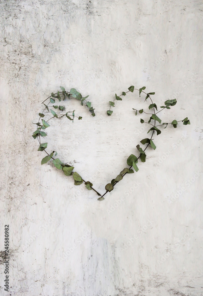 Heart symbol made of leaves on white background Stock Photo | Adobe Stock