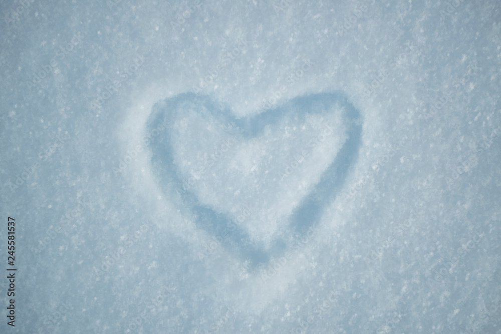 drawing of heart on snow drawing of heart on snow