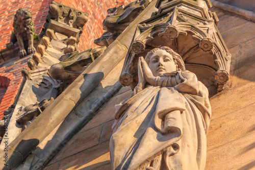 Sculpture of the Praying Virgin Mary fragment of the Cathedral of St. John the Baptist in Wroclaw, Poland photo