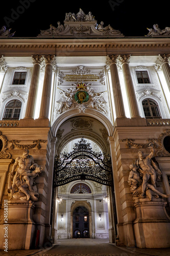 Canvas Print View of Hofburg imperial palace facade exterior with Heldenplatz, Vienna Old Town Historic Center, Austria