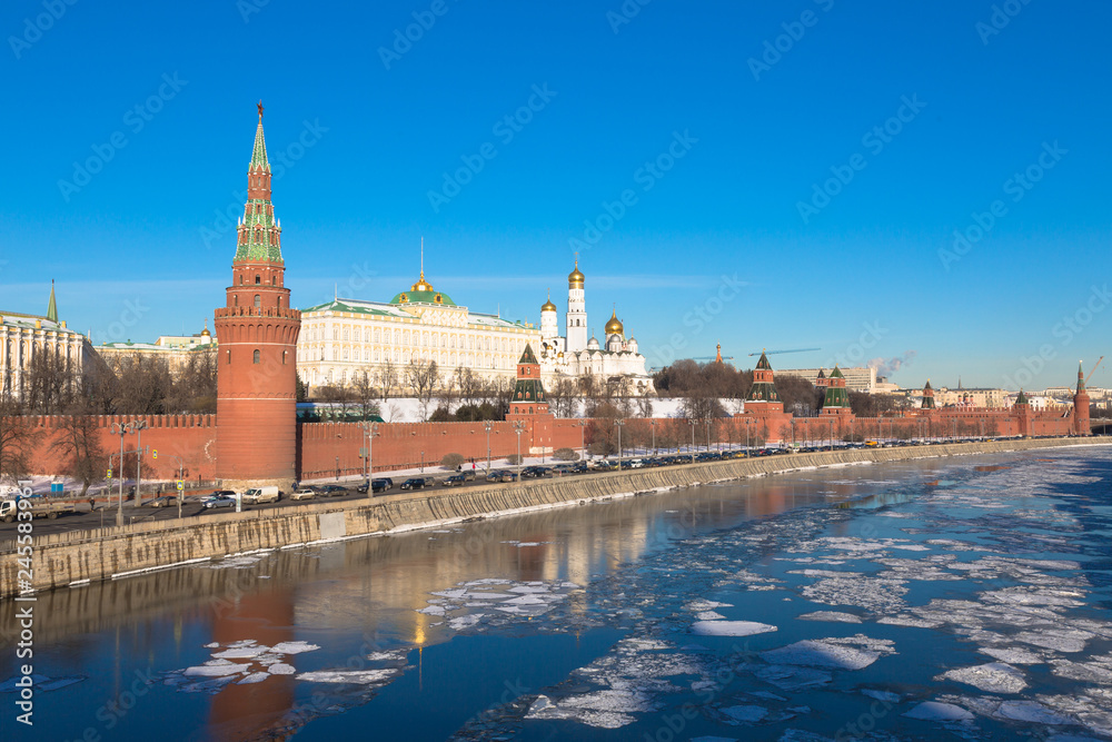 Kremlin of Moscow . Embankment of the Moskva River. Russia