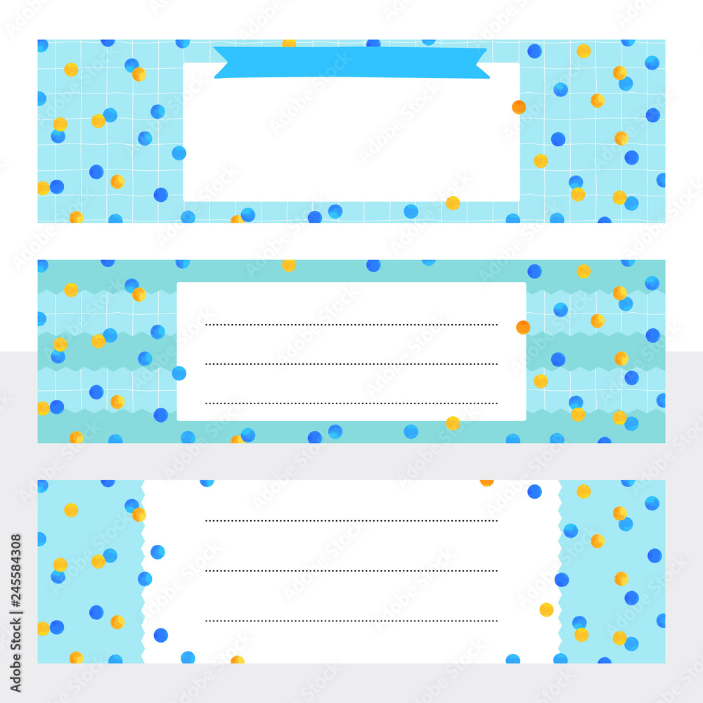 Printable bookmarks with gold and pink watercolor dots. Stylish template with place for notes for print, office, school. Vector illustration Printable bookmarks with gold and pink watercolor dots. Stylish template with place for notes for print, office, school. Vector illustration