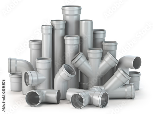 Plastic pvc pipes isolated on the white background.