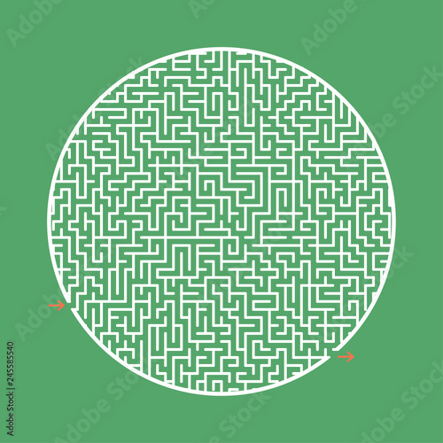 Difficult round labyrinth. Game for kids and adults. Puzzle for children. Labyrinth conundrum. Flat vector illustration isolated on color background.