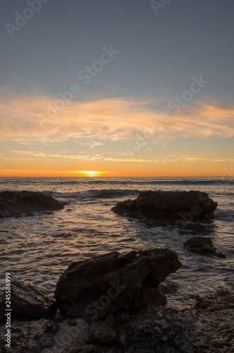 Sunrise by the Mediterranean Sea in Oropesa  Castellon