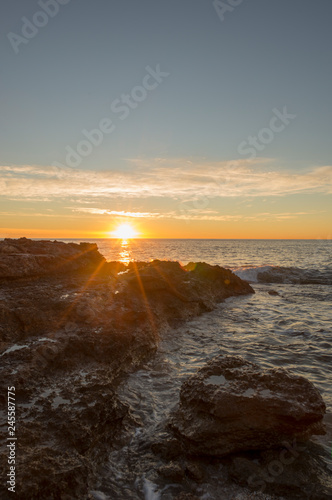 Sunrise by the Mediterranean Sea in Oropesa  Castellon