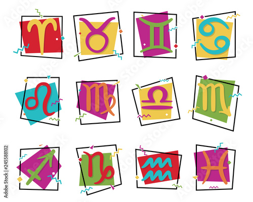 Colorful Zodiac signs