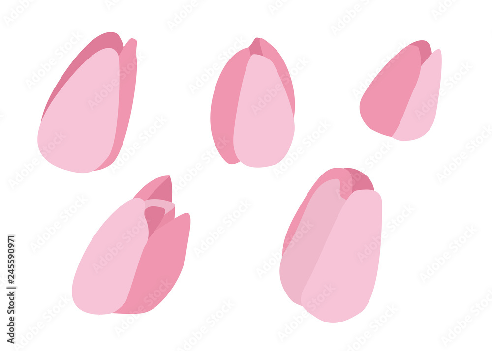 Tulip flowers icons set in flat style Tulip flowers icons set in flat style