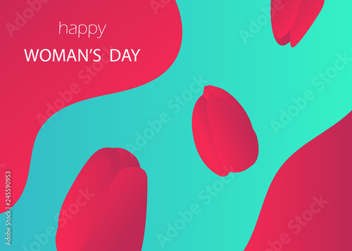 Happy Woman's Day banner in flat style