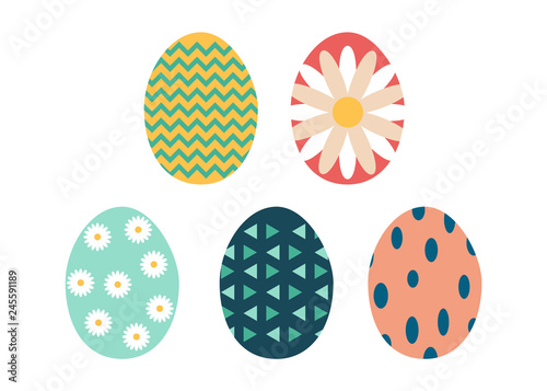 Happy Easter eggs icons in flat style