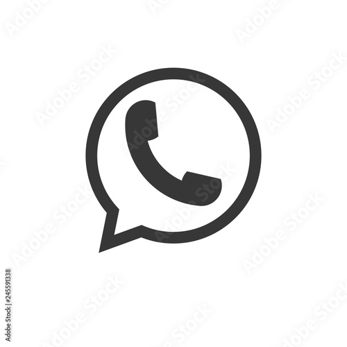 Vector flat icon phone handset. Telephone icon, Whatsapp Logo Phone in Bubble Icon Vector
