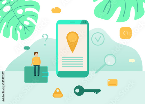 Lost key finder web page in flat style