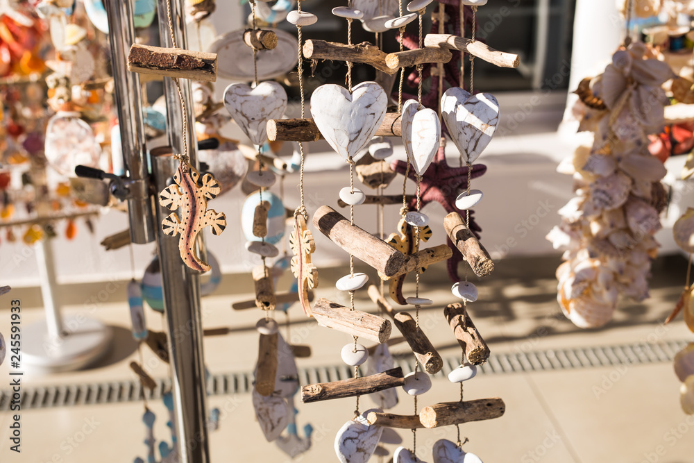 Souvenirs for sell at the beach market.