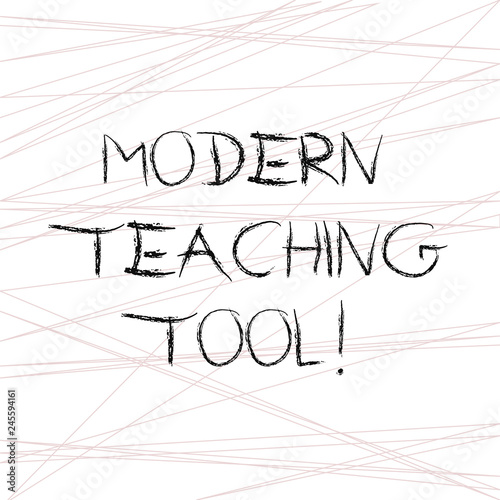 Writing note showing Modern Teaching Tool. Business photo showcasing Using technology as a tool for learning and developing Straight Line Scattered Randomly Intersecting Geometrical Pattern
